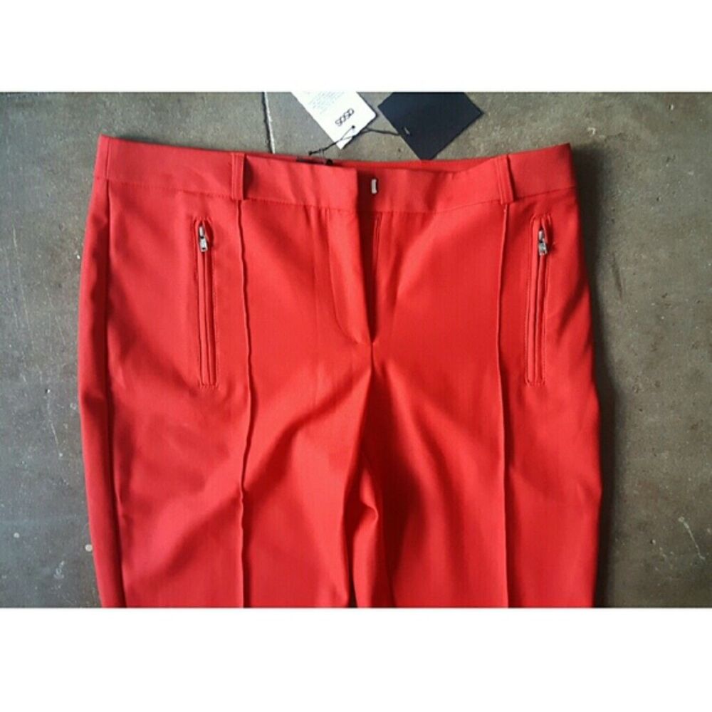 NWT Cherry Red Slim Seamed Dress Slim Leg Trousers - Size 6 - Picture 3 of 4